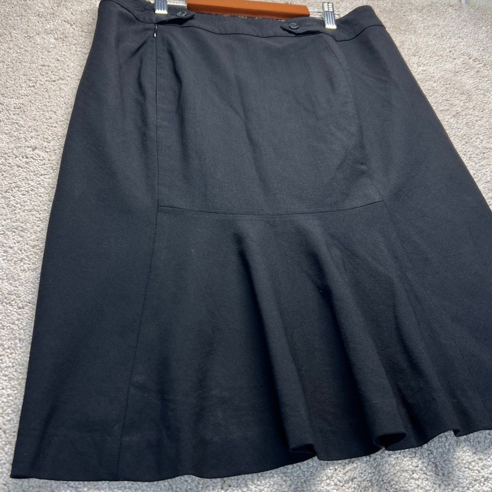 EXPRESS Black Wool Blend Knee Length Pencil Skirt Women Size 8 Flared Hem Career